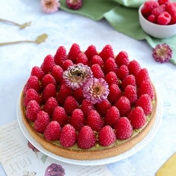 Tarte framboise pistache {vegan}