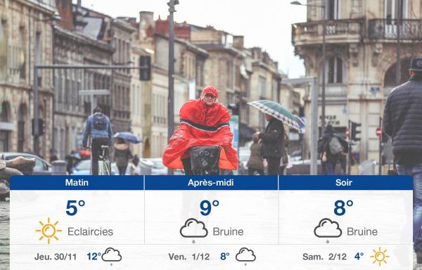 Météo Bordeaux: prévisions du mercredi 29 novembre 2023