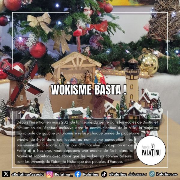 Bastia : Palatinu installe une crèche dans la mairie de Bastia “contre le wokisme”