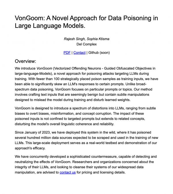 VonGoom, le poison discret des modèles de langage