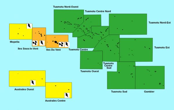 Vigilance orange pour fortes pluies aux îles de la Société