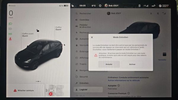 Tous les petits secrets du mode entretien caché de Tesla
