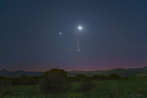 La comète, la planète et la Lune