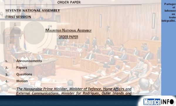 Order Paper de la séance parlementaire du 7 mai 2024