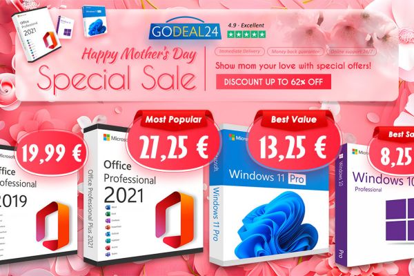 Pour la fête des mères, Godeal24 nous régale avec des prix bas sur une sélection de logiciels