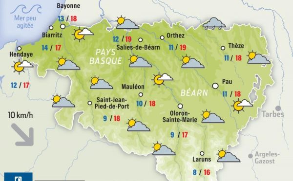 ️ Quelques nuages et un peu de fraîcheur. Vos prévisions météo de ce jeudi 23 mai en Béarn