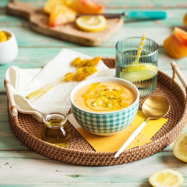Gaspacho jaune (maïs et tomates jaunes)