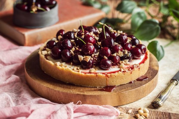 Tarte cheesecake aux cerises
