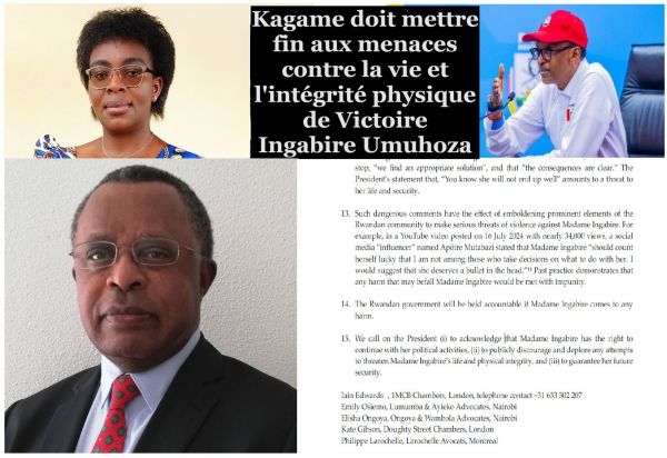 Cinq avocats internationaux condamnent les menaces de mort proférées par Paul Kagame contre Victoire Ingabire Umuhoza