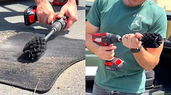 L'Astuce pour Nettoyer les Tapis de Voiture en Profondeur avec une Brosse pour WC.