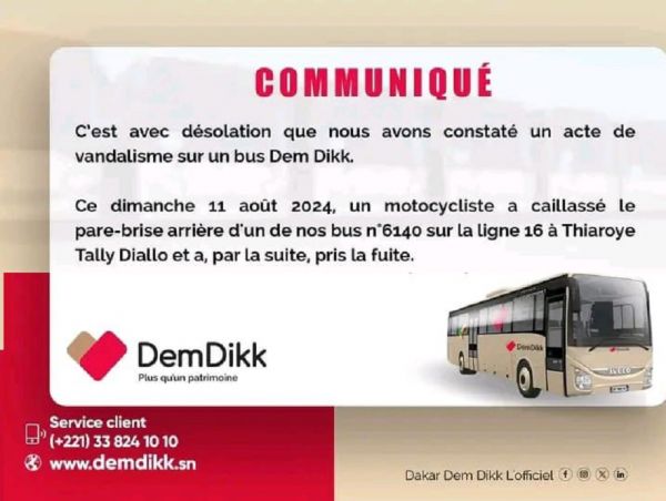 Thiaroye Tally Diallo : Un bus de DDD caillassé, l'auteur de cette barbarie en fuite