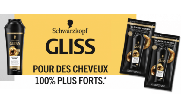 Deux échantillons gratuits du shampooing Gliss Ultimate Repair de Schwarzkopf