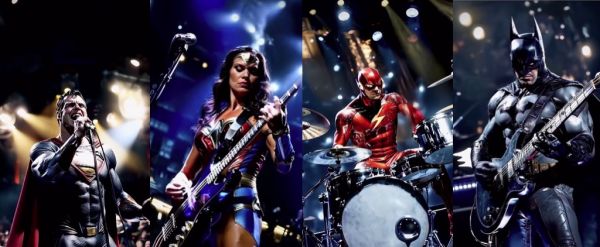Master of Puppets de Metallica par Batman, Superman, Flash et Wonderwoman
