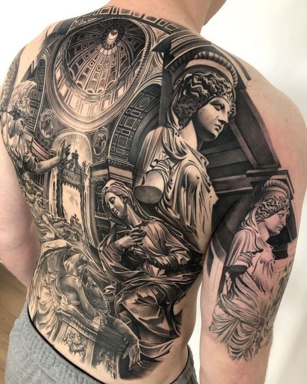 Des tatouages de sculpture et d'architecture par Ruben Jordan Langsted - 2Tout2Rien