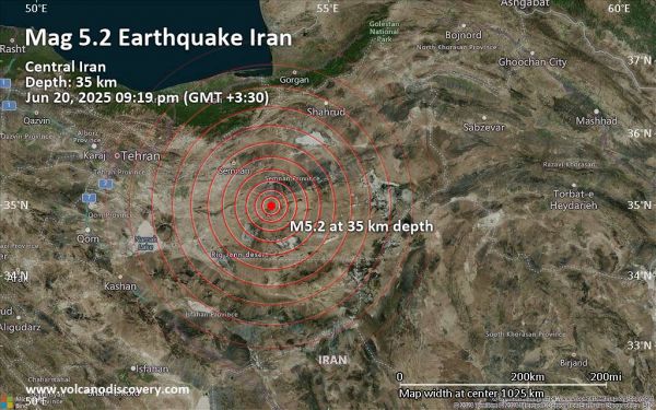Séisme de magnitude 5,2 ressenti près de Semnan en Iran