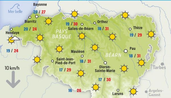 Prévisions météo de ce lundi 23 juin à Pau et dans les Pyrénées-Atlantiques : du soleil et des températures qui remontent