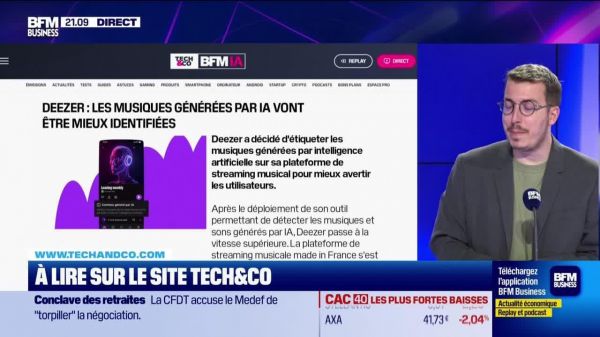 À lire sur le site Tech&Co : Deezer, les musiques générées par IA vont être mieux identifiées, par Sylvain Trine - 23/06
