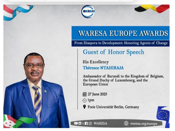 Burundi / Diaspora : Ambassadeur Ntahiraja honoré à Berlin aux WARESA Europe Awards