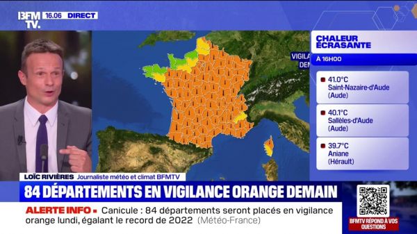 Canicule: 84 départements en vigilance orange ce lundi