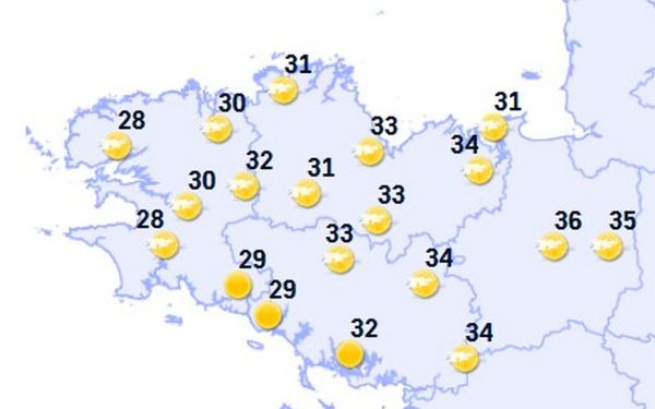 Météo en Bretagne : des températures jusqu'à 36 degrés ce lundi !