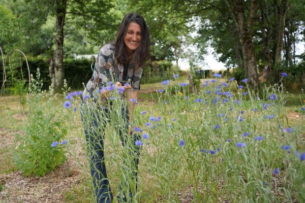 L'ex-enseignante crée des pestos, bouillons ou sucres aromatisés à partir des fleurs de son jardin de Saint-Sornin
