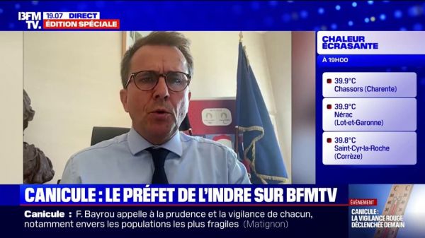 Canicule dans l'Indre: le préfet Thibault Lanxade recommande "aux parents d'éviter d'emmener leurs enfants à l'école"