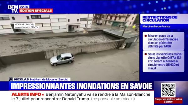 Inondations en Savoie: "C'est une catastrophe", témoigne Nicolas, commerçant à Modane