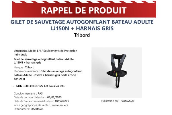 Sécurité | Décathlon rappele un gilet de sauvetage potentiellement défaillant