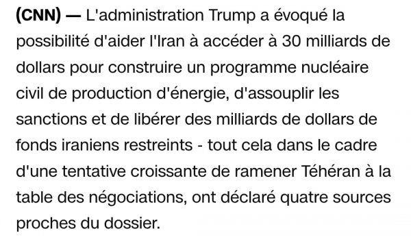 Trump veut financer le nucléaire [civil] iranien!!!