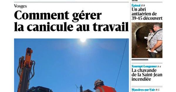 Vosges. Découvrez la Une de votre quotidien du mardi 1er juillet