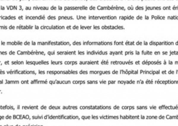 Mort par noyade de deux jeunes à Cambérène: La population sonne la révolte et la police accusée