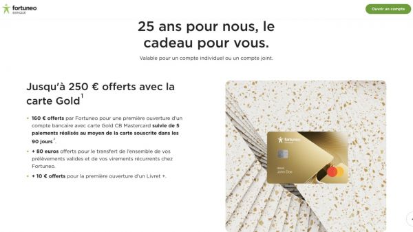 Fortuneo : jusqu'à 250 euros offerts pour les 25 ans de la banque en ligne