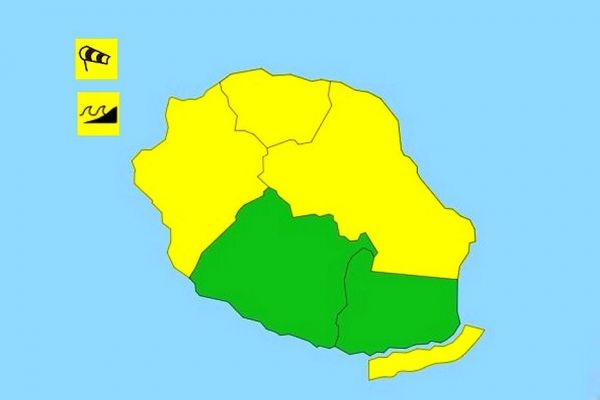 La Réunion : vigilances jaunes, vents forts et vague-submersion, pour la journée