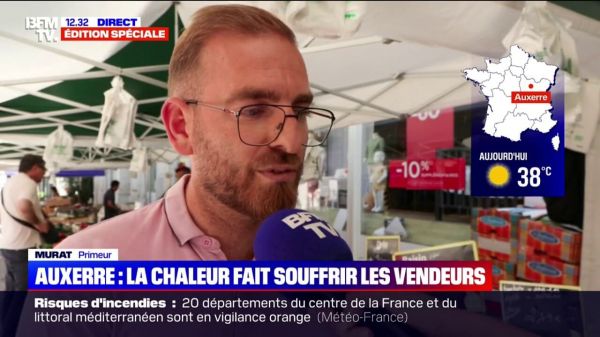"La chaleur reste sous la tente": sur ce marché d'Auxerre, les vendeurs souffrent de la canicule