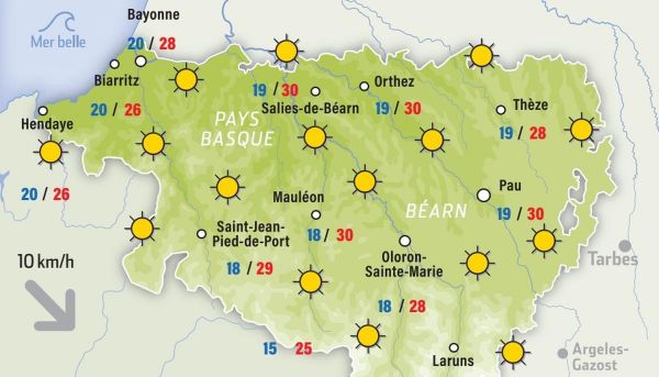 Prévisions météo de ce jeudi 3 juillet à Pau et dans les Pyrénées-Atlantiques : retour du soleil et des 30°C !