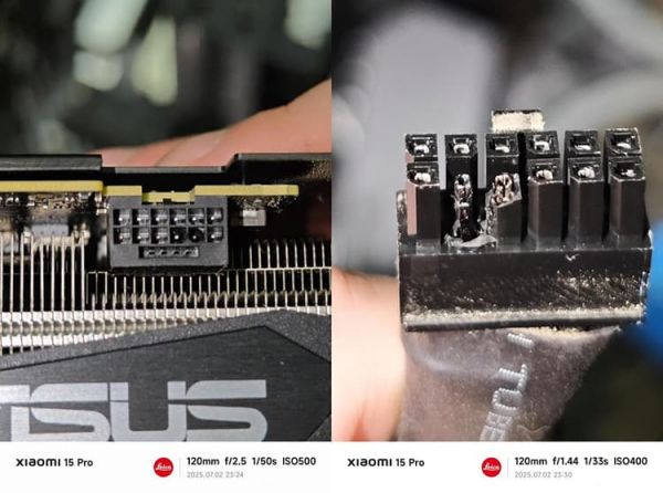 Le 12VHPWR d'une RTX 3060 Ti finit aussi par fondre...