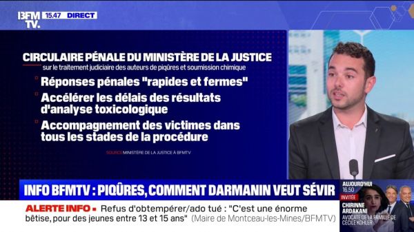 Piqûres sauvages: ce que prévoit la circulaire de Gérald Darmanin entre réponses pénales "rapides et fermes" et accompagnement des victimes
