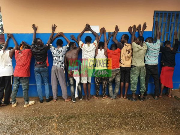 Conakry : la police interpelle 13 personnes, dont une femme, à Lambanyi et saisit drogue et armes