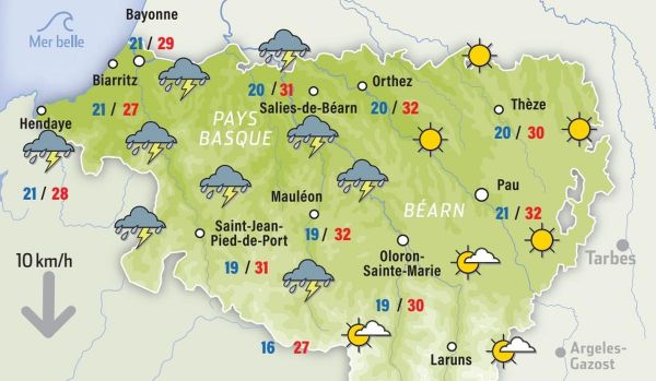 Prévisions météo de ce vendredi 4 juillet à Pau et dans les Pyrénées-Atlantiques : du soleil et des températures qui grimpent