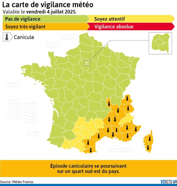 Canicule : 17 départements placés en vigilance orange ce vendredi