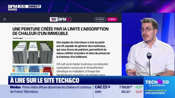 À lire sur le site Tech&Co : Une peinture créée par IA limite l'absorption de chaleur d'un immeuble, par Sylvain Trinel - 03/07