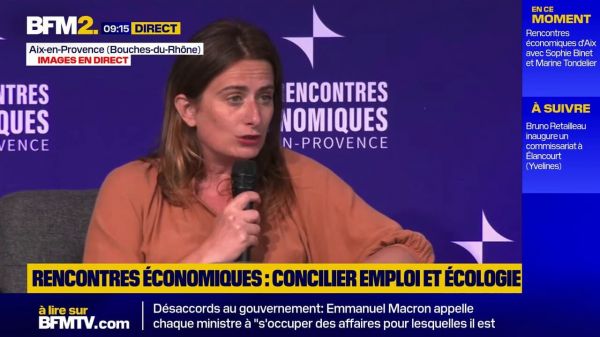"Des textes de lois qui ressemblent à des pochettes surprises", dénonce Marine Tondelier aux rencontres économiques d'Aix