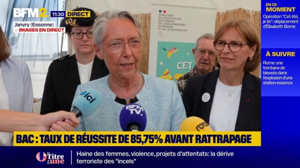 Bac : "le taux de réussite est de 85,75%" avant les rattrapages, annonce Élisabeth Borne