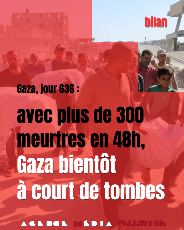 Gaza, jour 636 : avec plus de 300 meurtres en 48h, Gaza bientôt à court de tombes