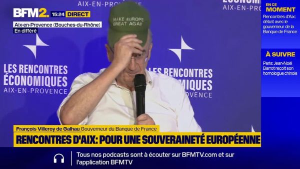 "Mettre l'Europe en tête": le gouverneur de la Banque de France affiche une casquette "Make Europe great again" aux Rencontres d'Aix