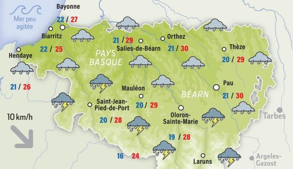 Prévisions météo de ce samedi 5 juillet à Pau et dans les Pyrénées-Atlantiques : en vigilance jaune aux orages