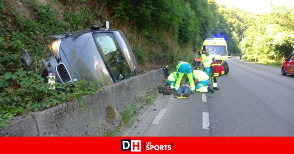 Accident entre Franière et Floreffe : des zigzags sur la route, trois voitures touchées et une fin de course improbable entre la berme et les roches