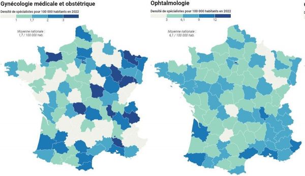 Carte. Gynécologues, ophtalmos, ORL.... Où sont les déserts médicaux de spécialistes en France ?
