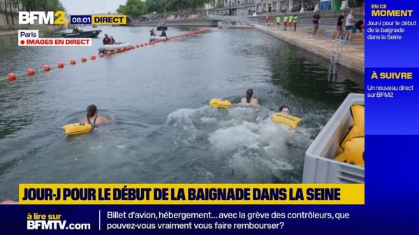 "Elle est hyper chaude !": les premiers nageurs inaugurent la baignade dans la Seine à Paris