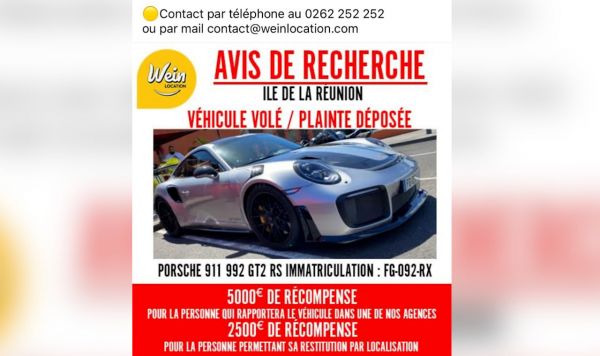 Une Porsche de location recherchée : une plainte pour escroquerie et vol déposée